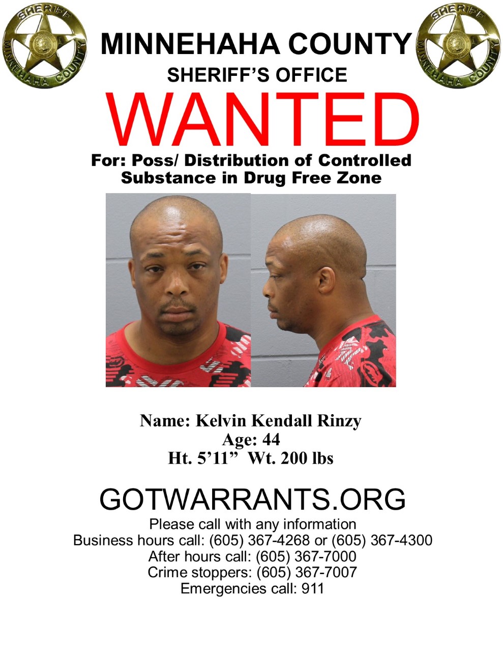 Minnehaha County Sheriffs search for wanted man