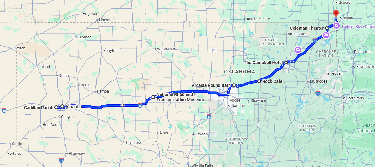 Route 66 Mother Road Trip - Amarillo, Texas to Galena, KS