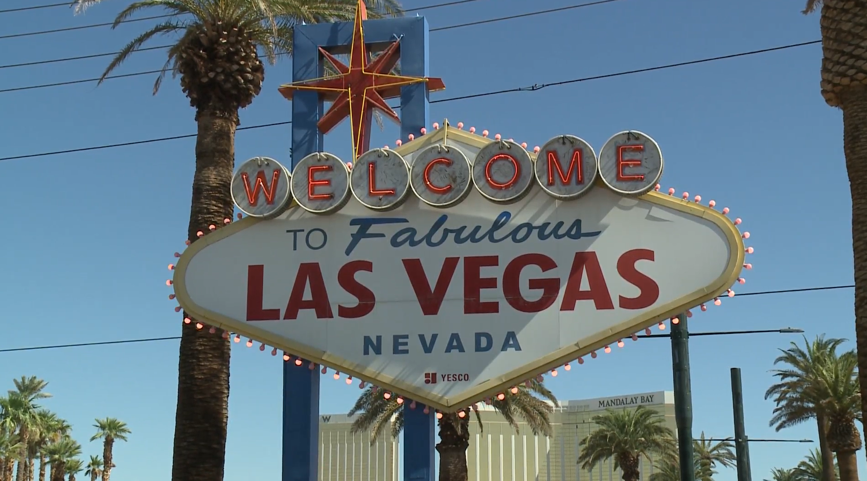 The Welcome to Fabulous Las Vegas sign lit up in pink, the same color it will glow on Oct. 21, 2026 to honor Susan G. Komen Nevada