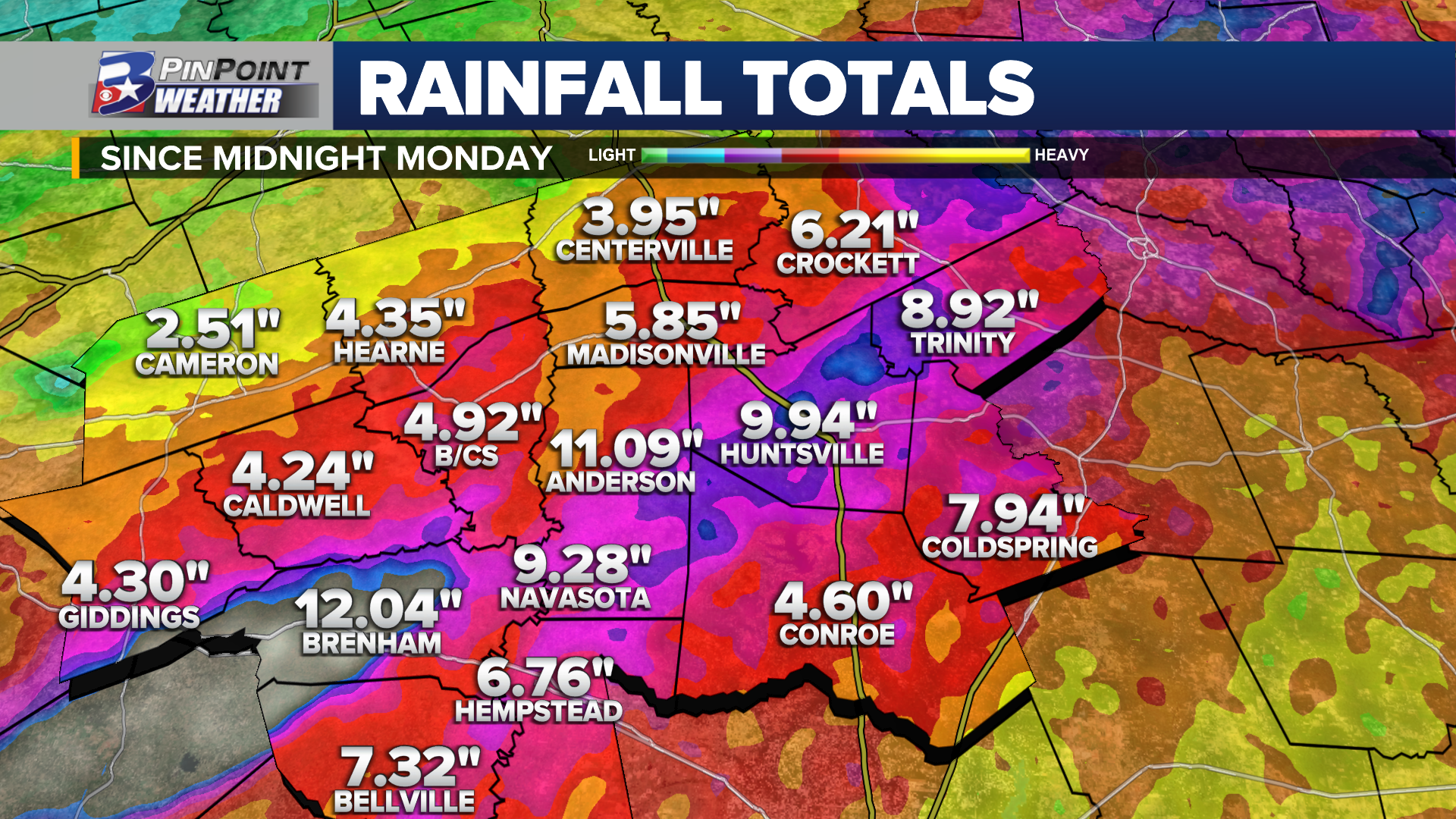 SUPER SATURATED A check of rain totals across the Brazos Valley