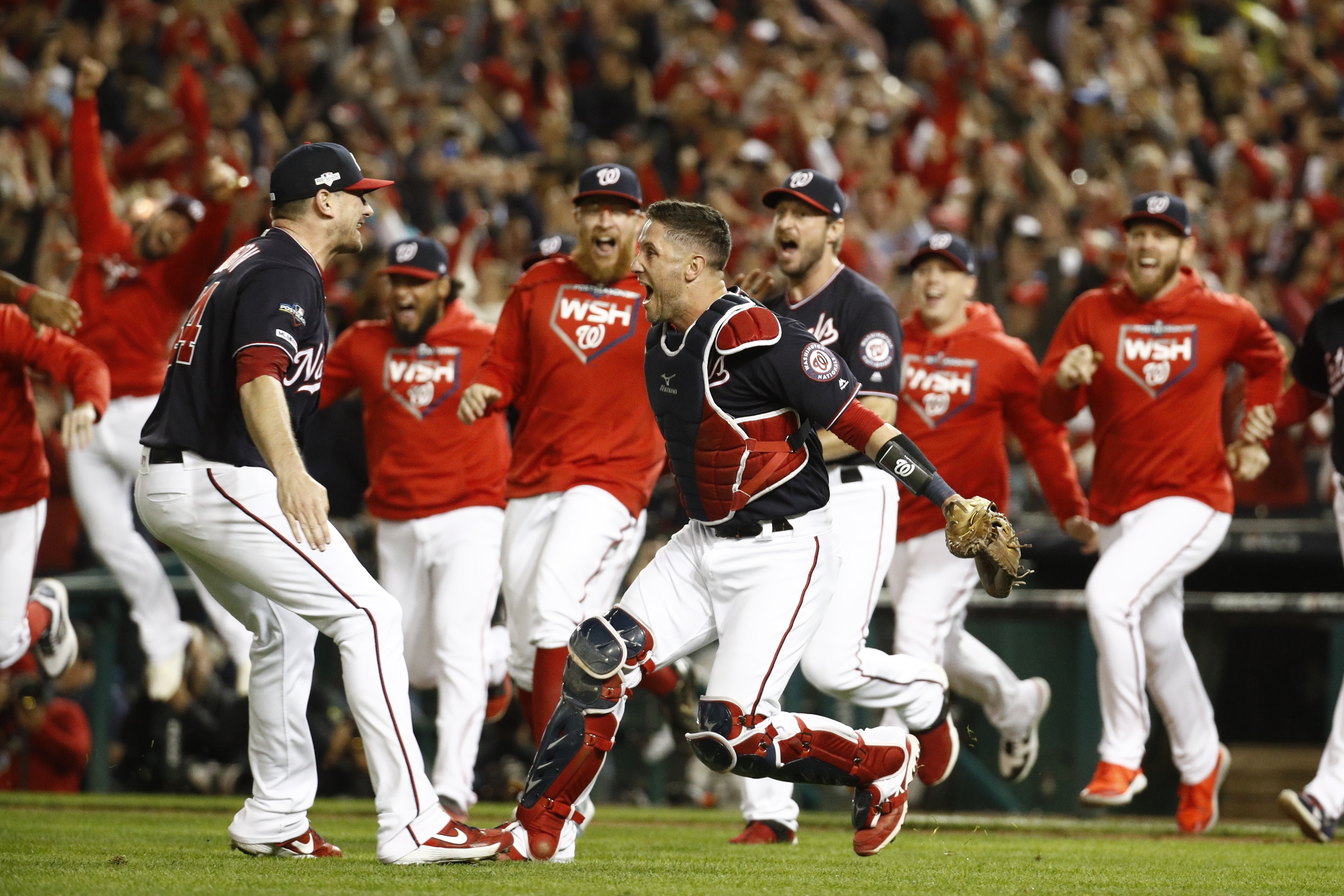 Nationals Ryan Zimmerman and Max Scherzer celebrate World Series