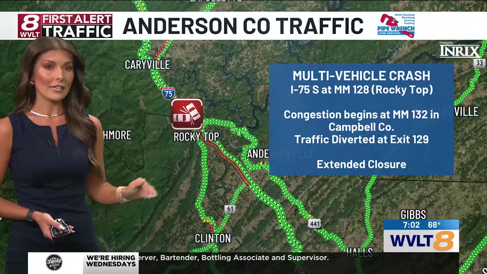 Traffic diverted on I-75 South in Anderson County due to crash
