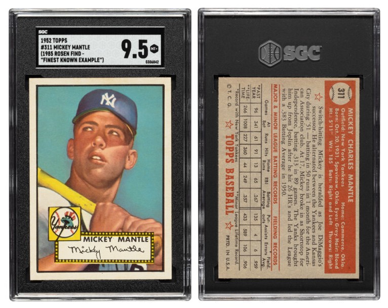 Topps 1952 Mickey Mantle card with 9.5 grade expected to break sports card  record - Sports Collectors Digest