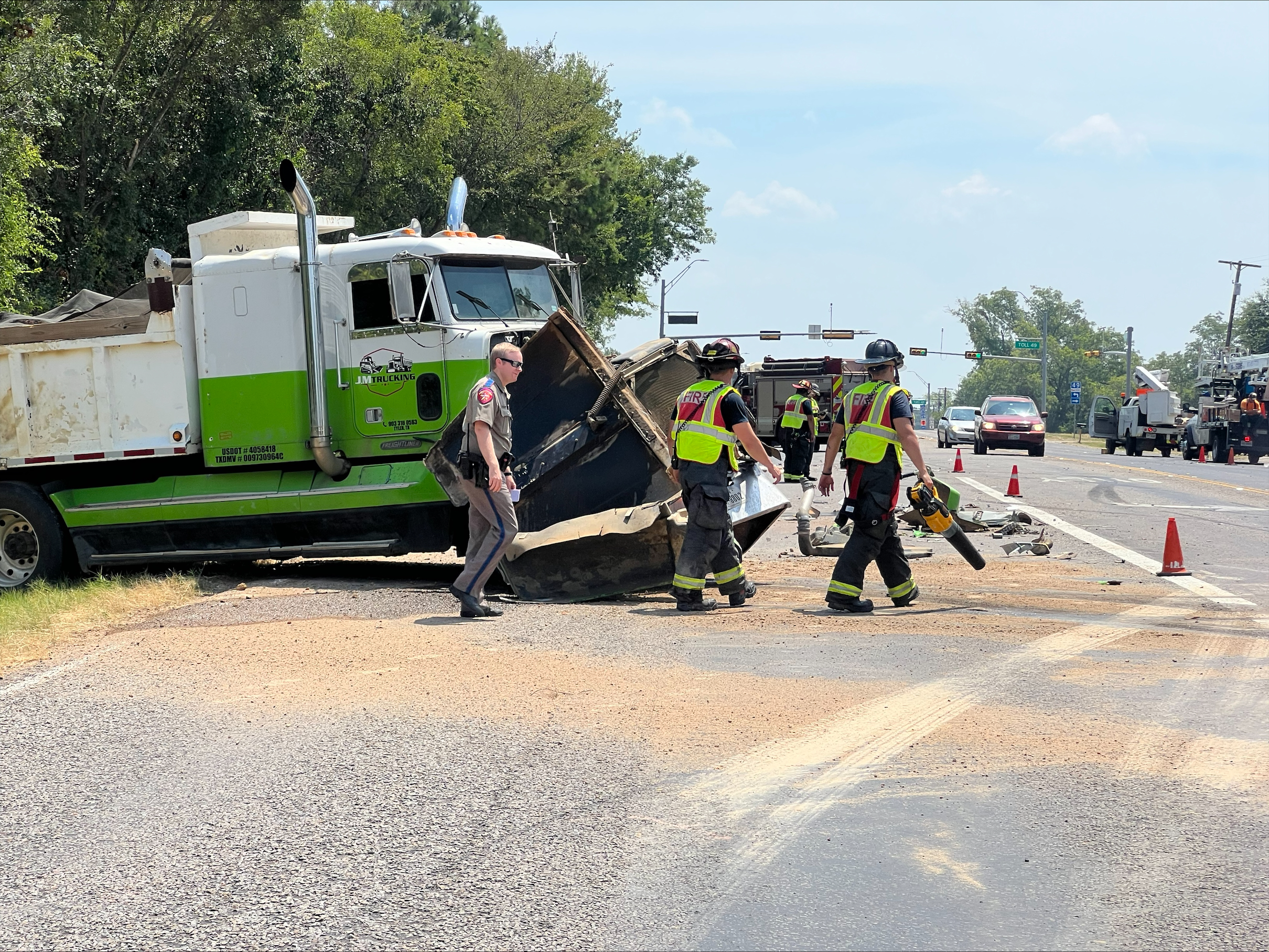 Dump truck crash slows eastbound U.S. 64 traffic