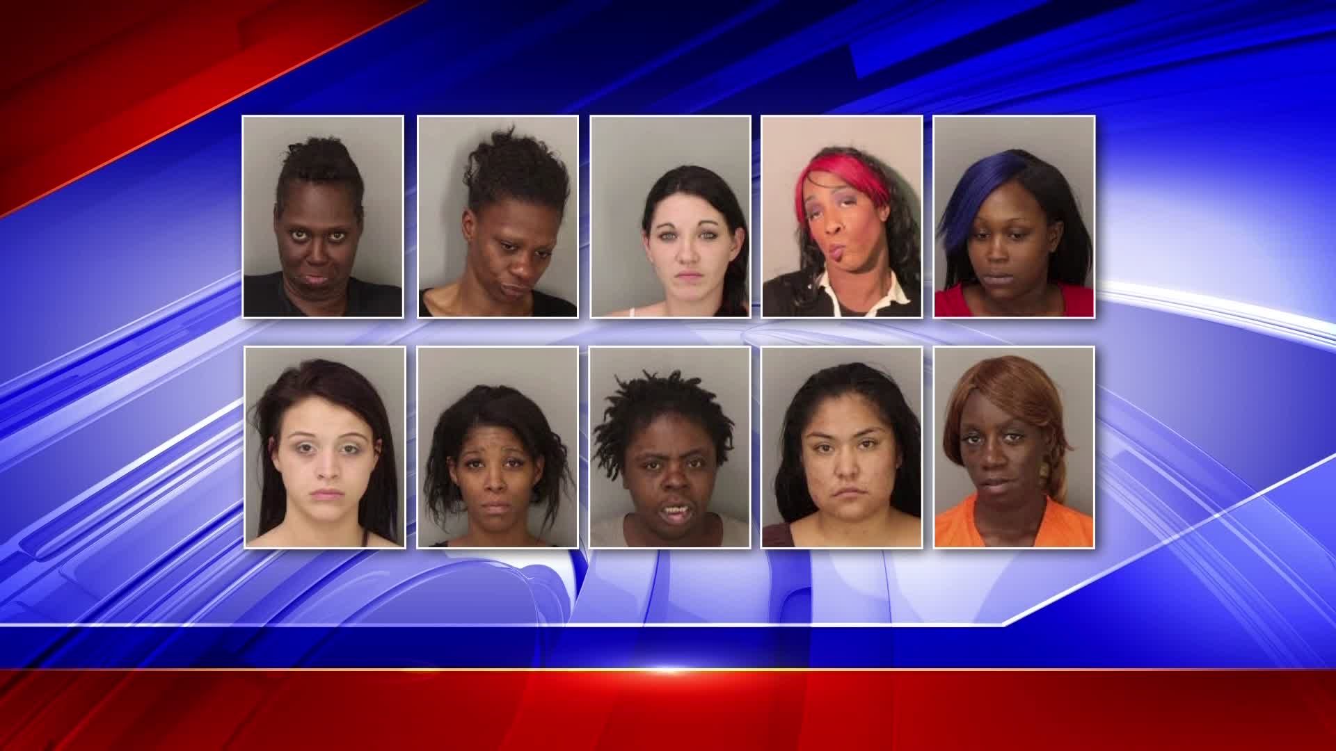 At least 10 women arrested in prostitution sting