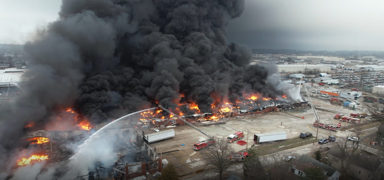 Massive fire breaks out on N. Garvin St. in Evansville