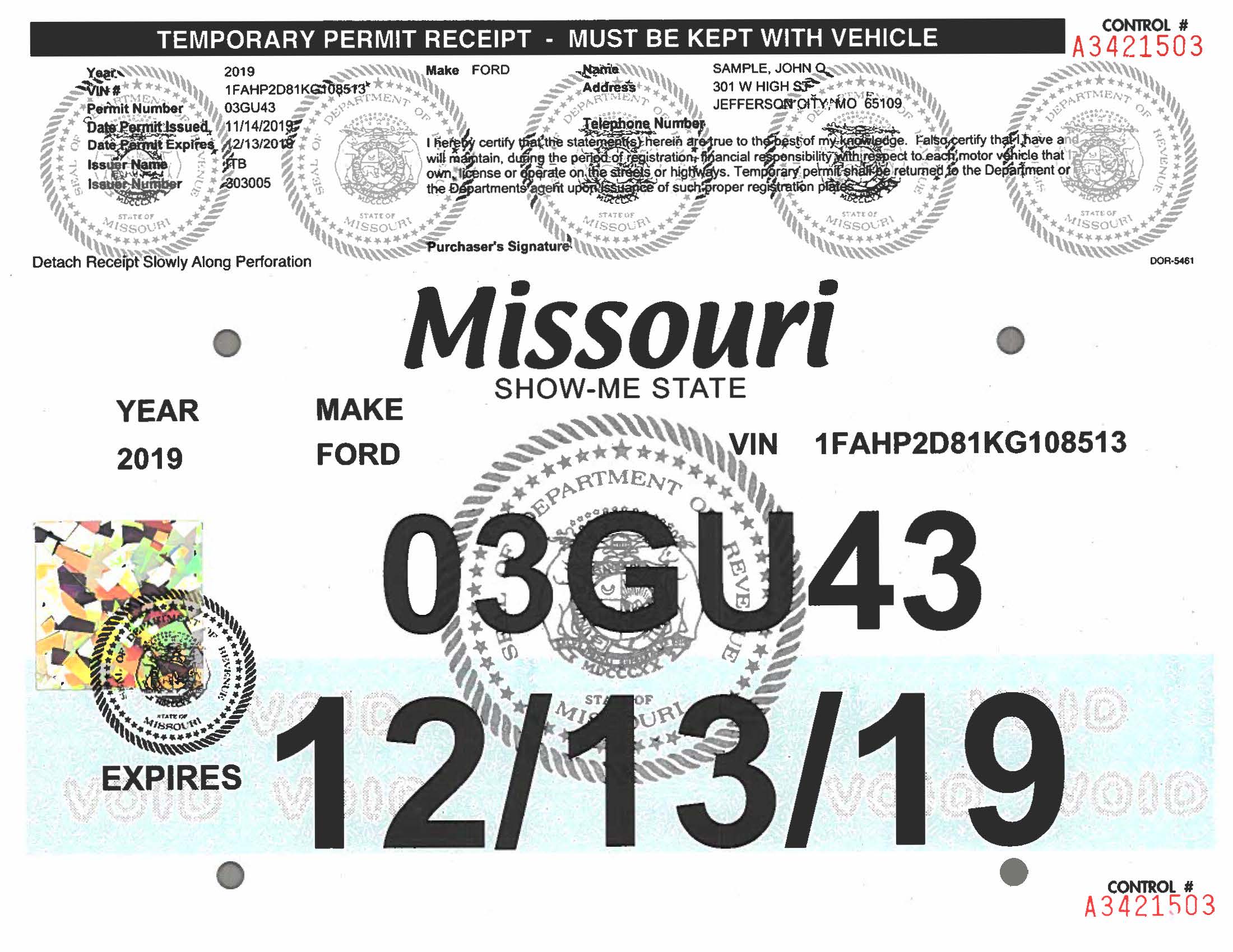 Printable Missouri Temp Tag Template Printable Templates