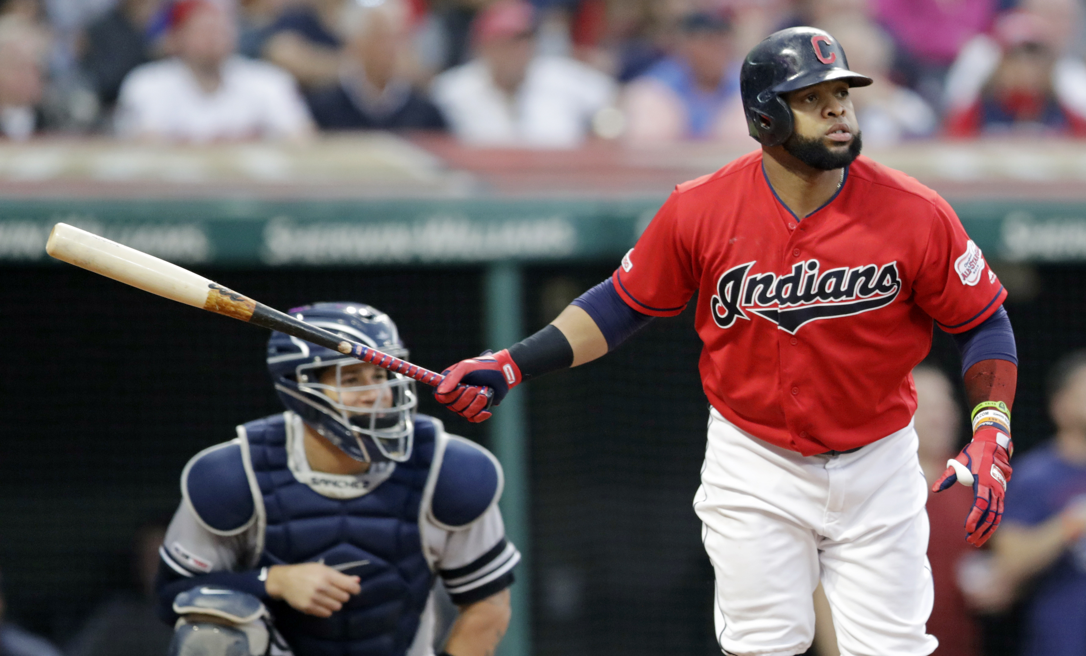 Cleveland Indians' Carlos Santana will start at first base for the