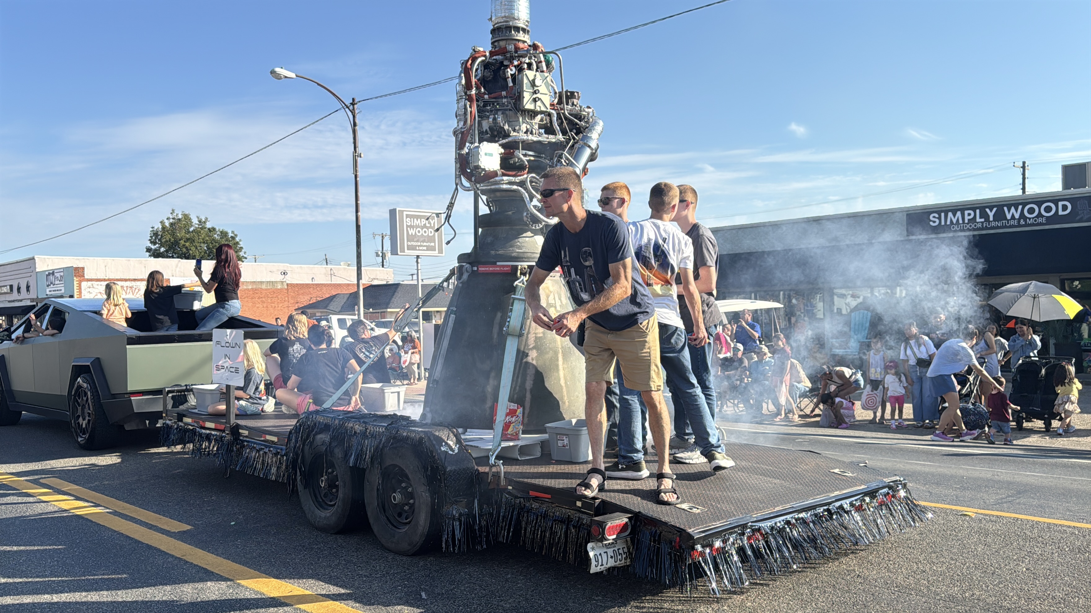 SpaceX parades rocket engines during Founder's Day in McGregor, Texas