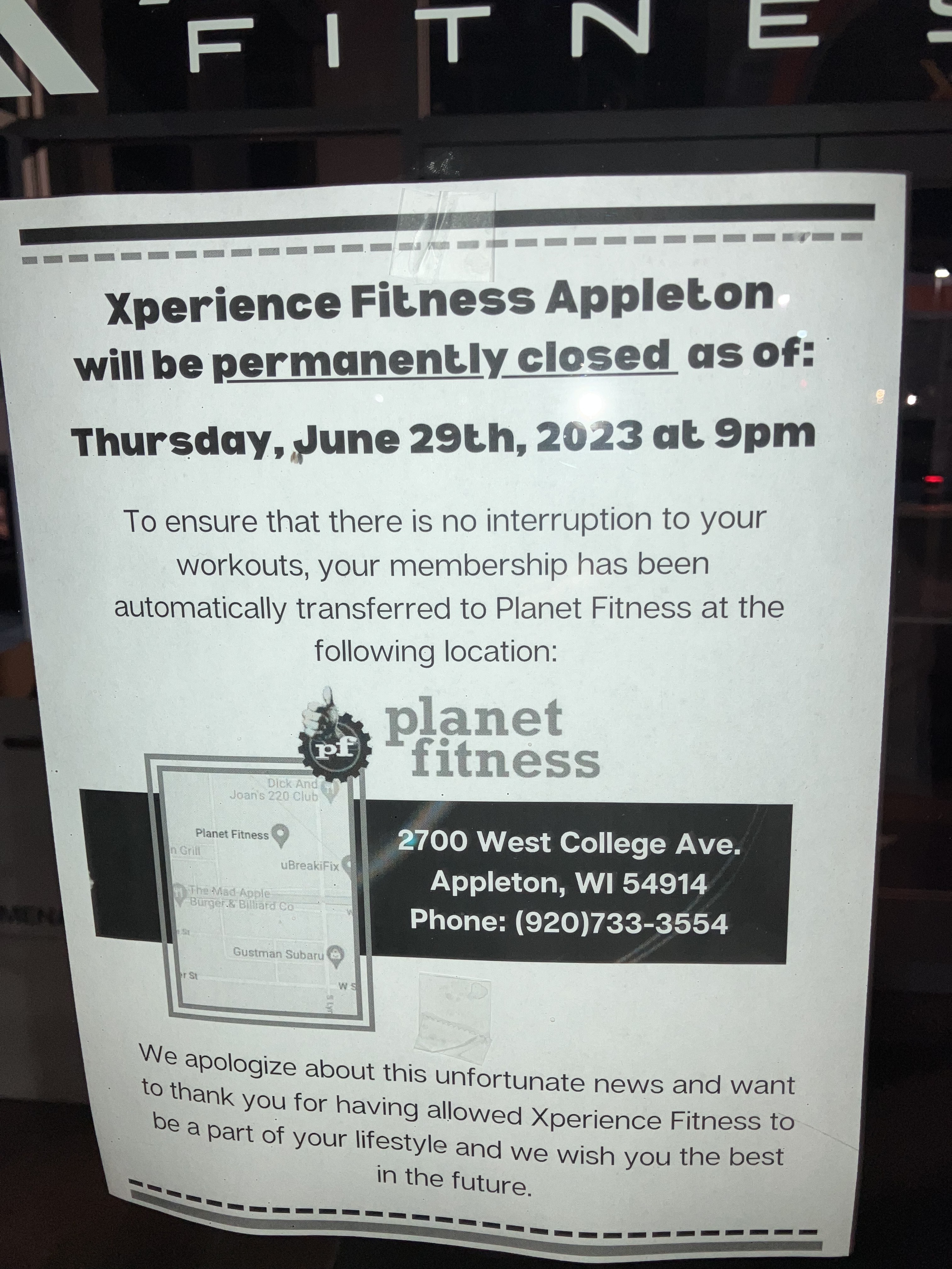 Xperience Fitness Is Closing All