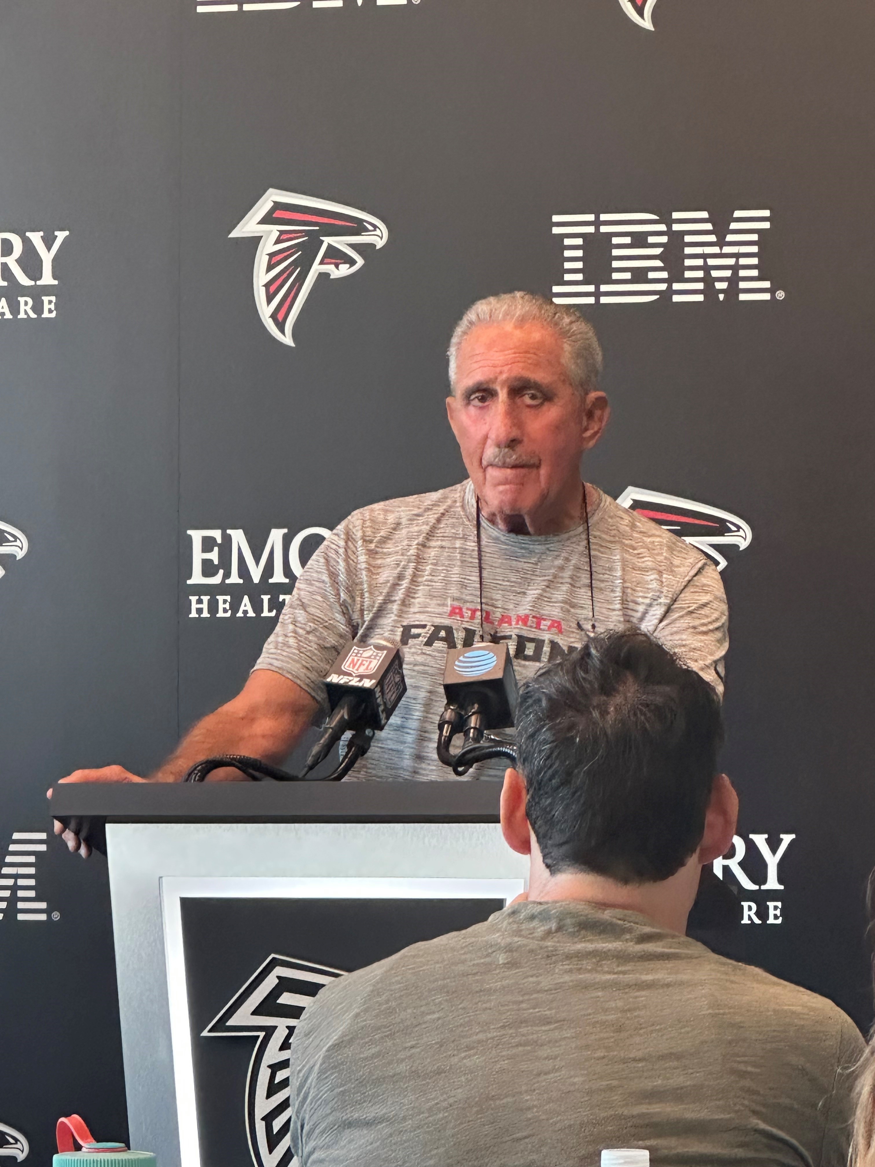 Atlanta Falcons owner Arthur Blank models a new Falcons' jersey during a  press conference and fashion show at the Mall of Georgia in Buford, Ga.,  Thursday, April 24, 2003. The Falcons unveiled