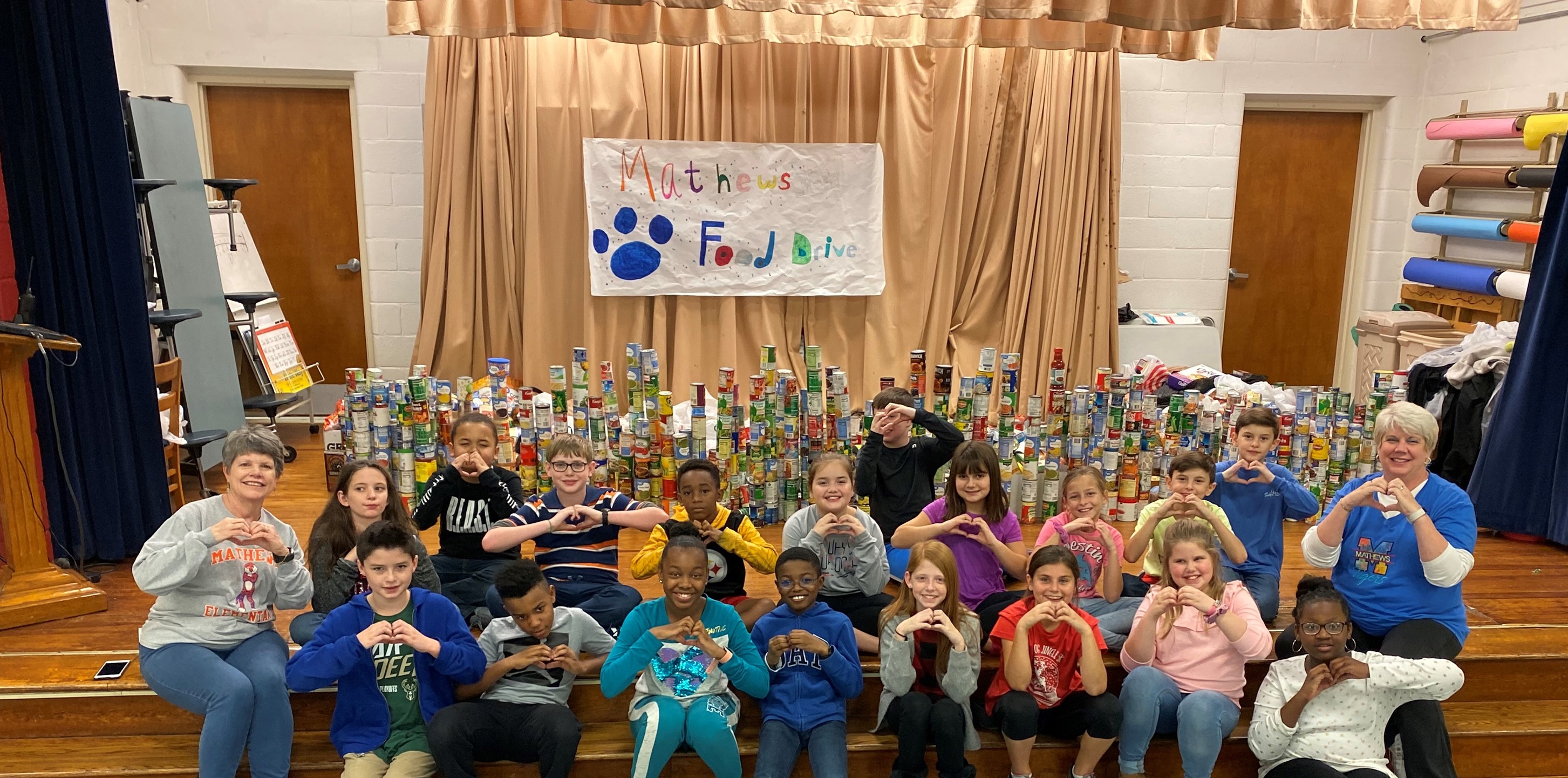 Mathews Elementary School collects over 4,000 canned goods for non-profits