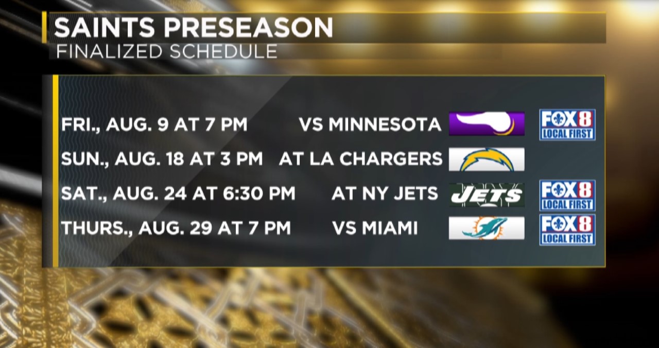 The Saints Preseason schedule is out and will air on Fox