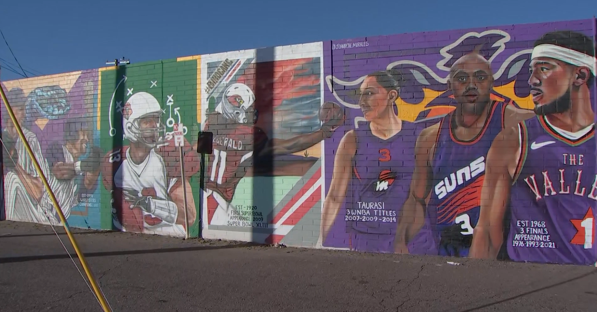 Phoenix-area artist updates mural as tribute to Arizona sports