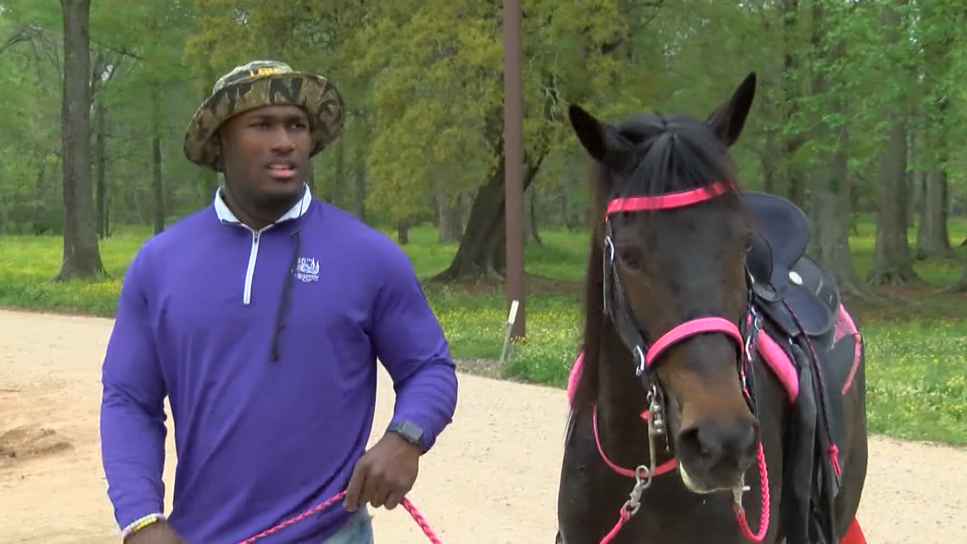 Devin White rides horse