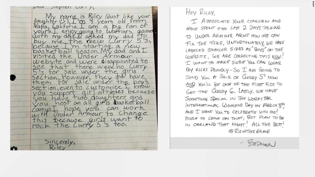 girls letter to steph curry