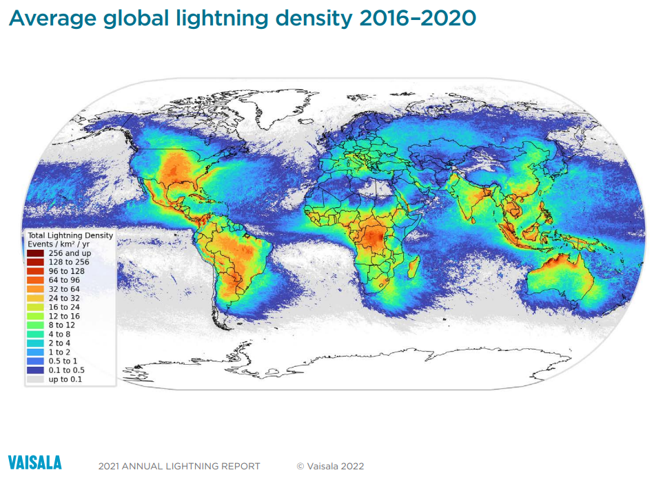 World Lightning Strikes Map