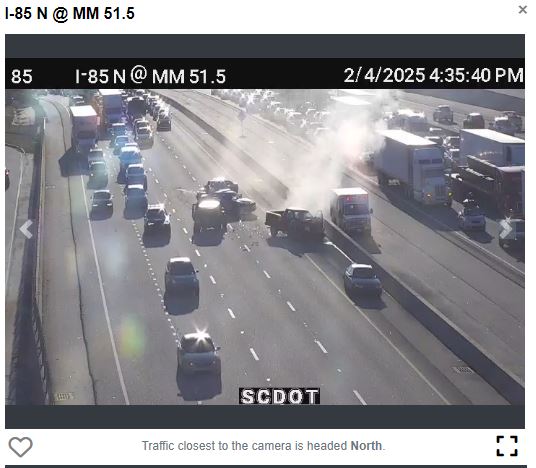 Two left lanes re-open on I-85N in Greenville after crash