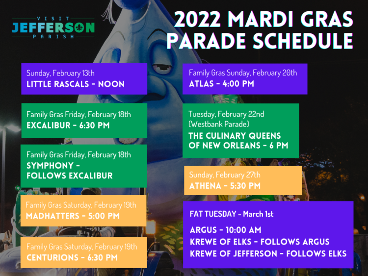 Mobile Parade Schedule 2022 Jefferson Parish Releases Parade Schedule For Carnival 2022; See Details