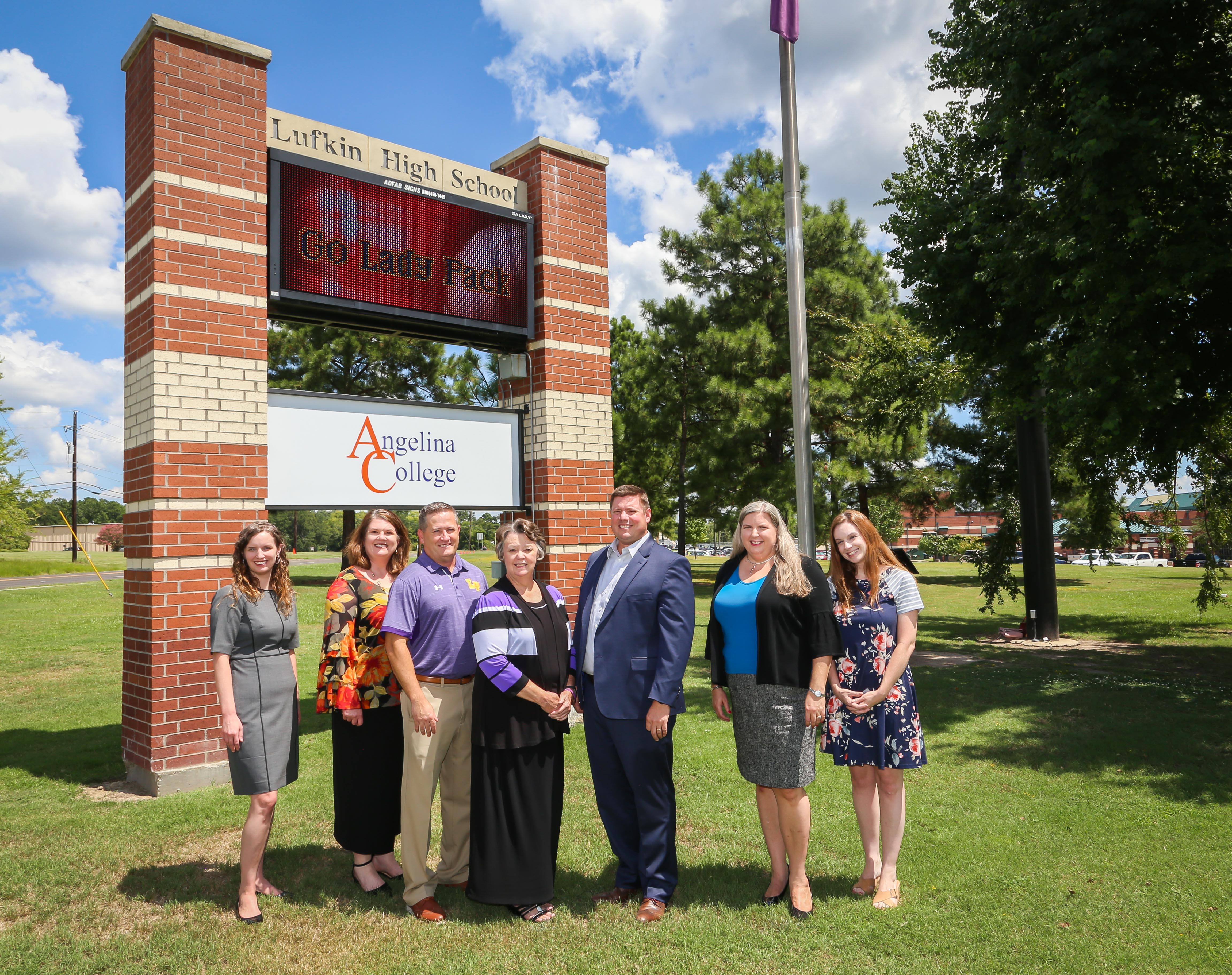 Angelina College sign now on display at Lufkin High School