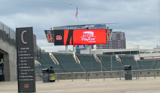 A sign at Paycor Stadium displays an AFC North Champions display following  an NFL football game against the Baltimore Ravens, Sunday, Jan. 8, 2023, in  Cincinnati. (AP Photo/Jeff Dean Stock Photo - Alamy