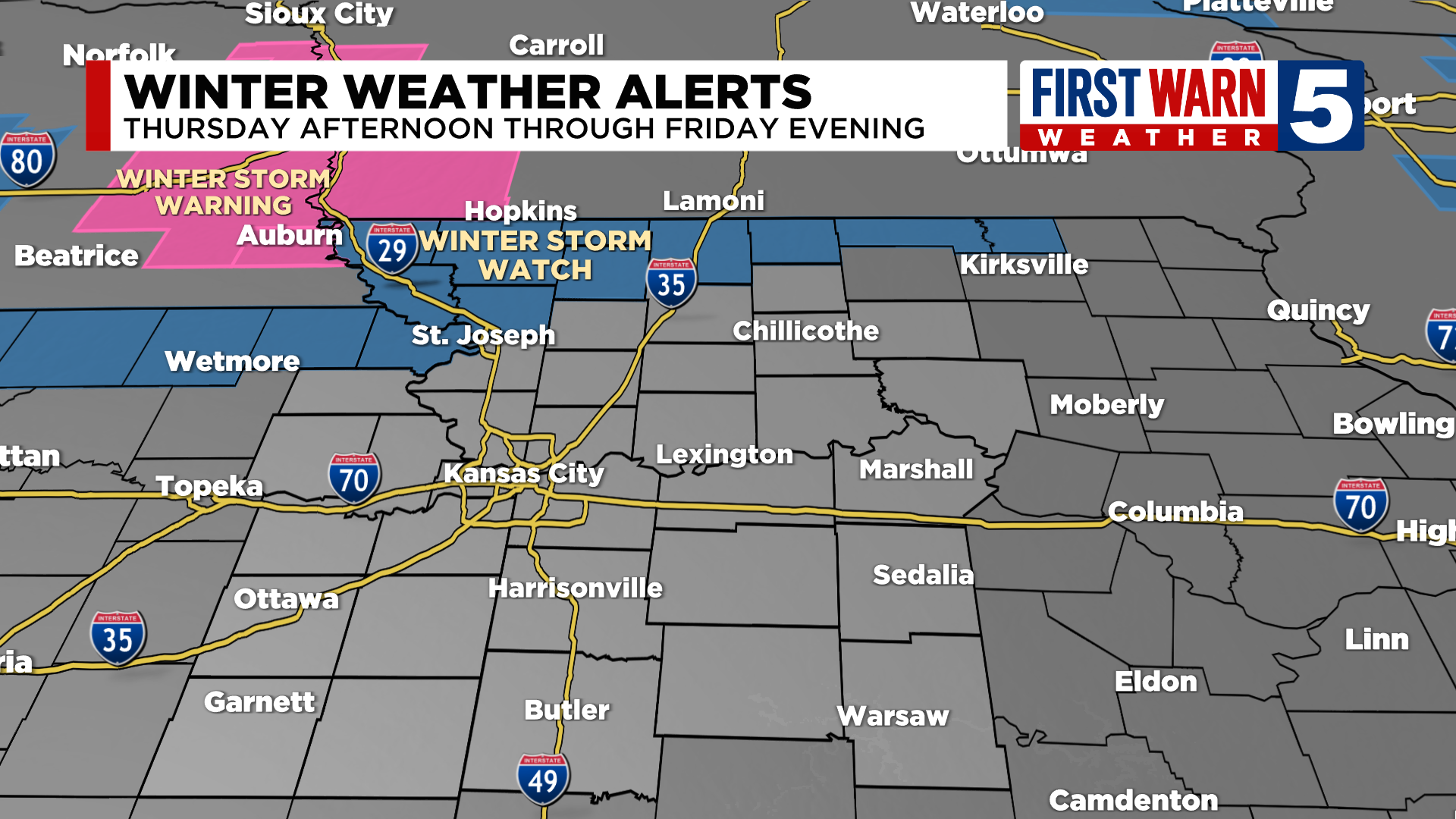 Winter storm watch goes into effect Thursday afternoon