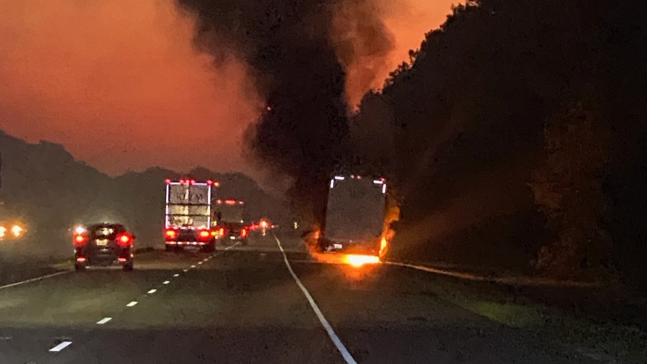 18-wheeler fire on I-10 East past Ramah causes lane closure, delays