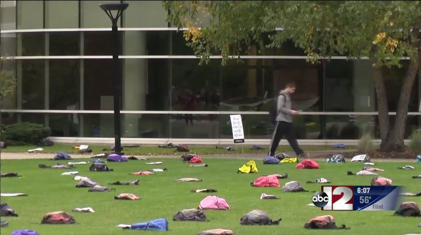Backpacks At Saginaw Valley State University Carry A Somber Message
