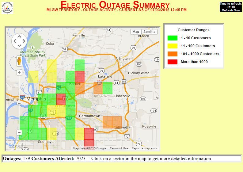 Power outage Memphis: See map showing affected areas