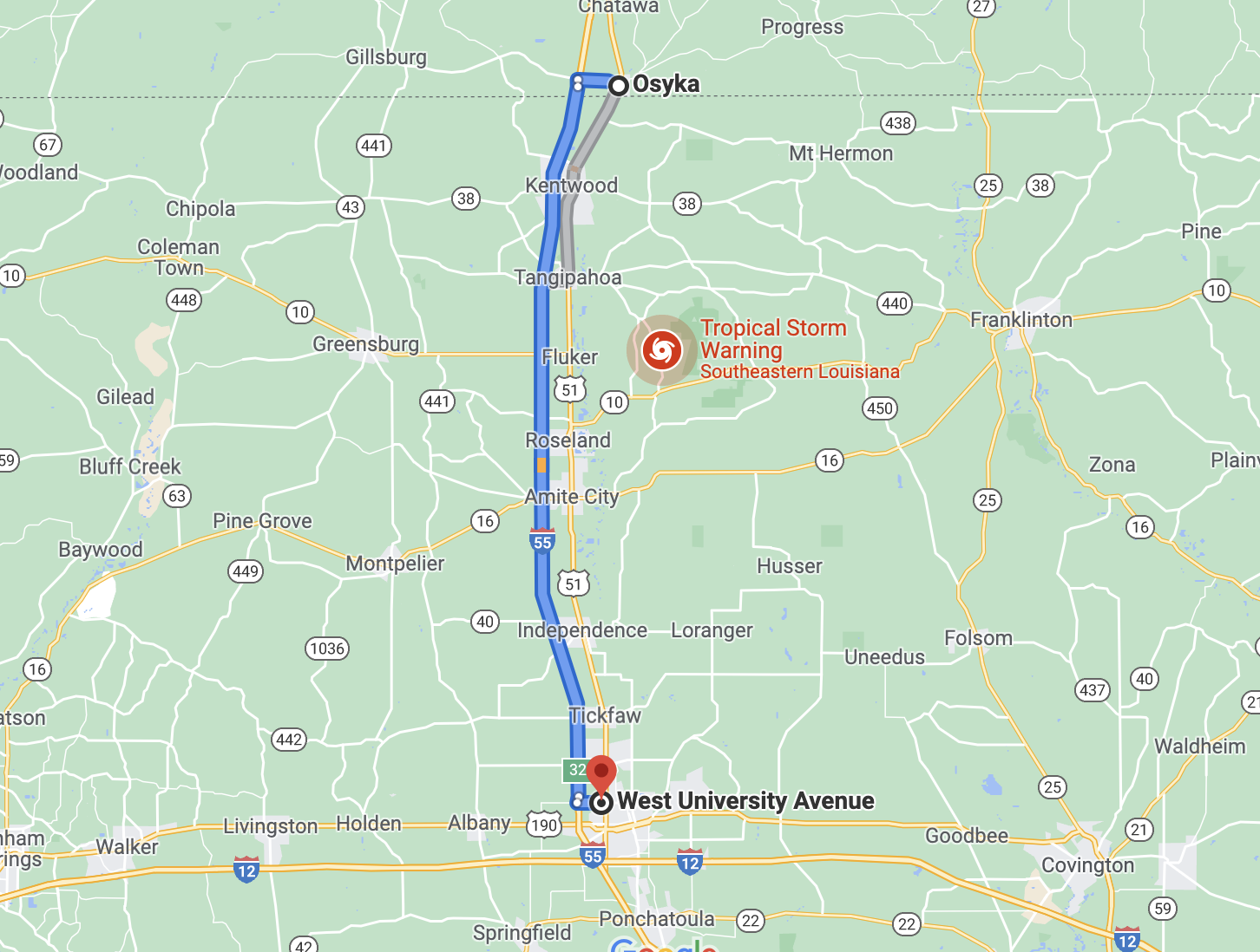 Interstate 55 Mississippi Map I-55 Shutdown From Hammond To Mississippi State Line Due To Hazardous  Conditions