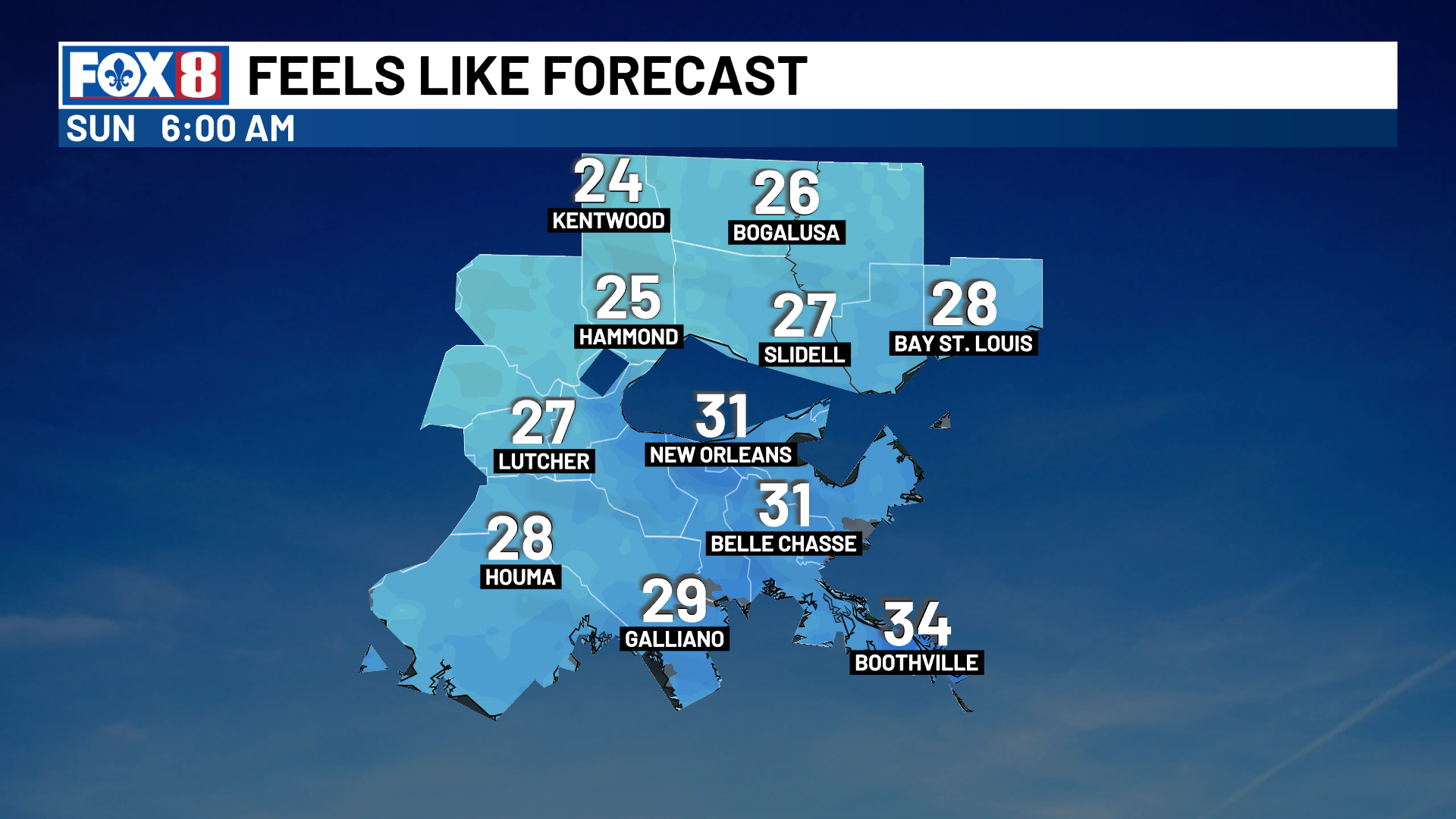 Low wind chills early Sunday morning as the cold weather settles in