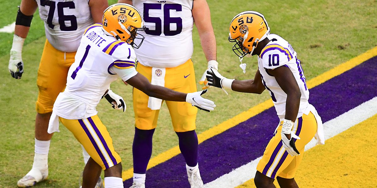 LSU Football - Jabril Cox, Racey McMath and Kary Vincent