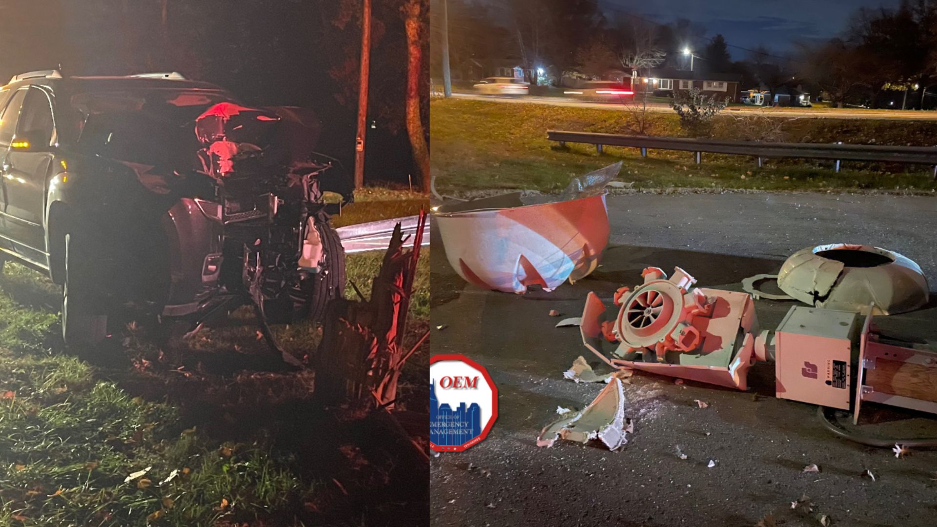 Tornado siren destroyed by crash in Madison