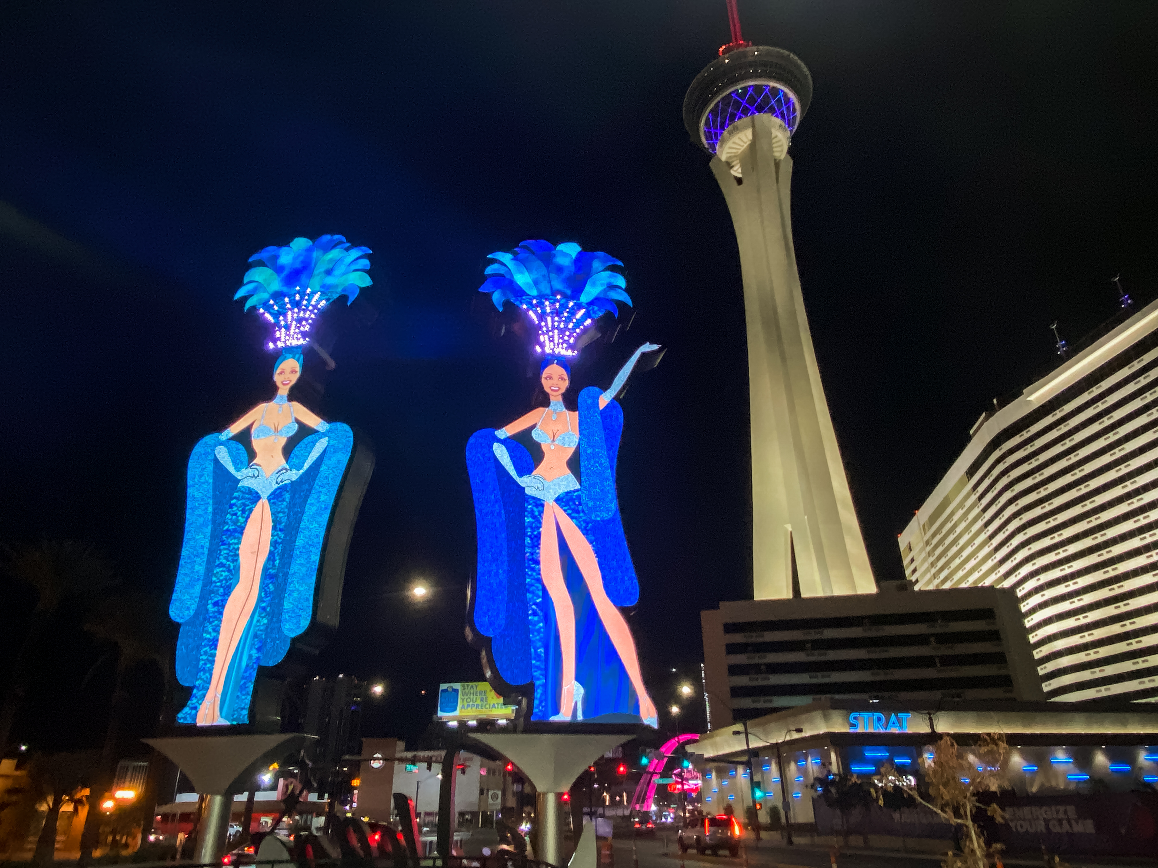 50-foot showgirls on city's gateway to downtown Las Vegas to be lit up  Wednesday