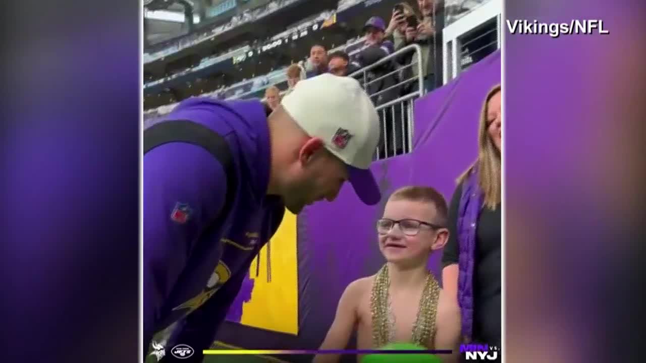 8-year-old Vikings fan goes viral with 'Little Kirk Chains' outfit