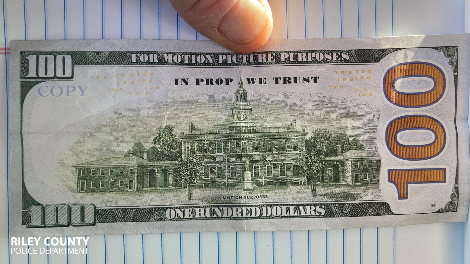 Movie prop money seen at businesses in Marion County
