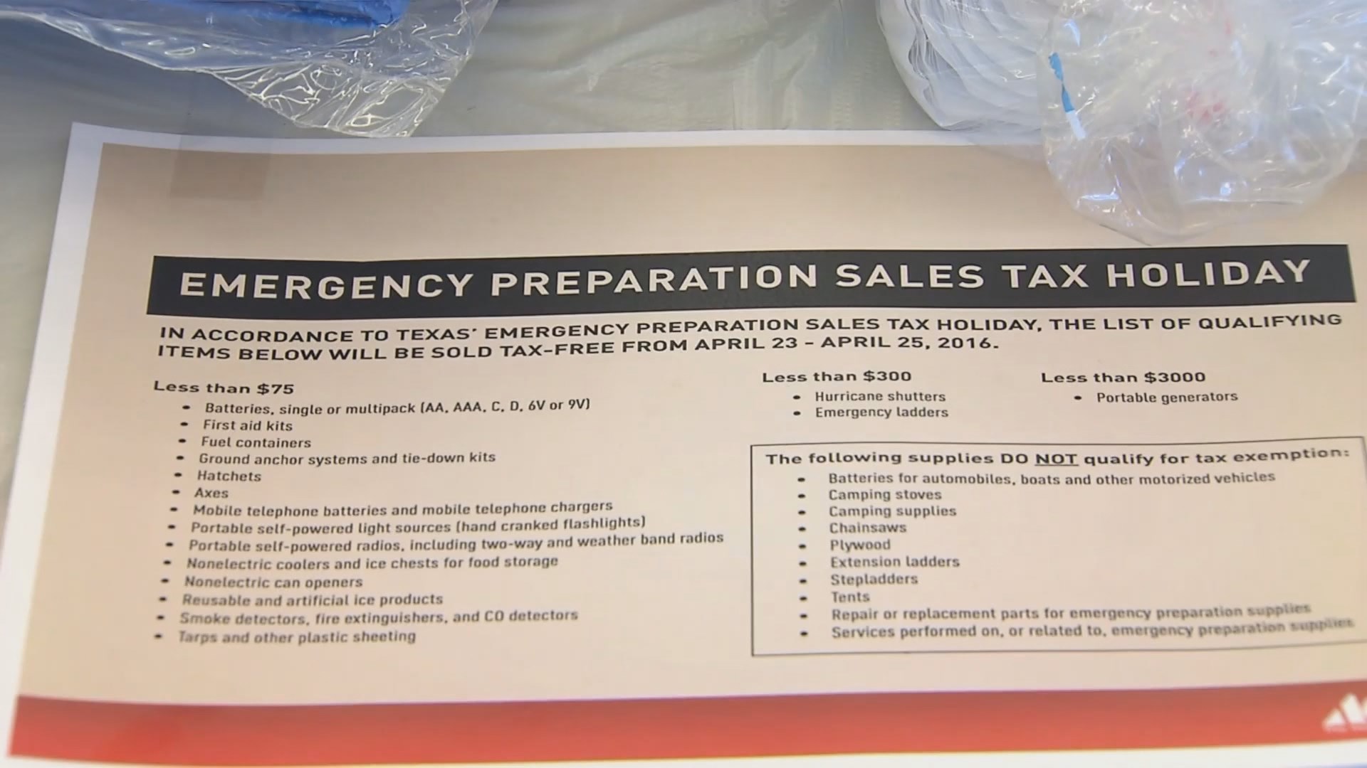 LIST: These emergency supplies qualify for tax exemption from