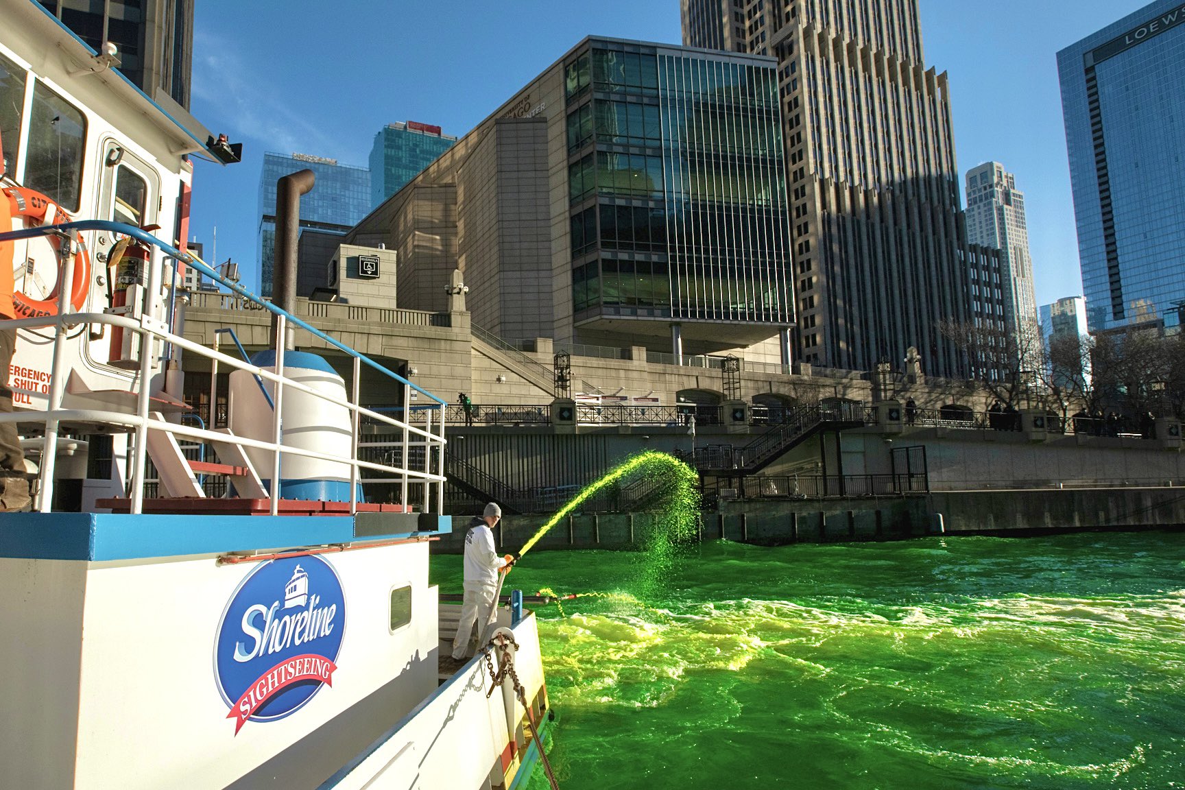 Chicago's river was turned bright green on Saturday, March 11, as the city  continued its 61-year tradition for St Patrick's Day. Footage captured  by, By WNCT-TV