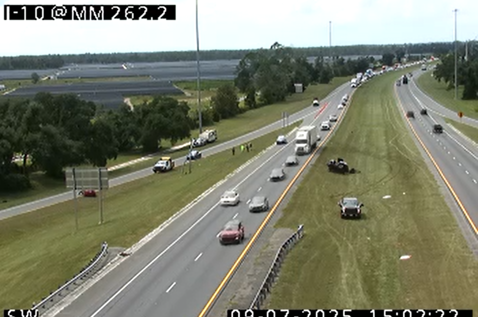 FHP: One man dead following truck rollover crash on I-10 East in