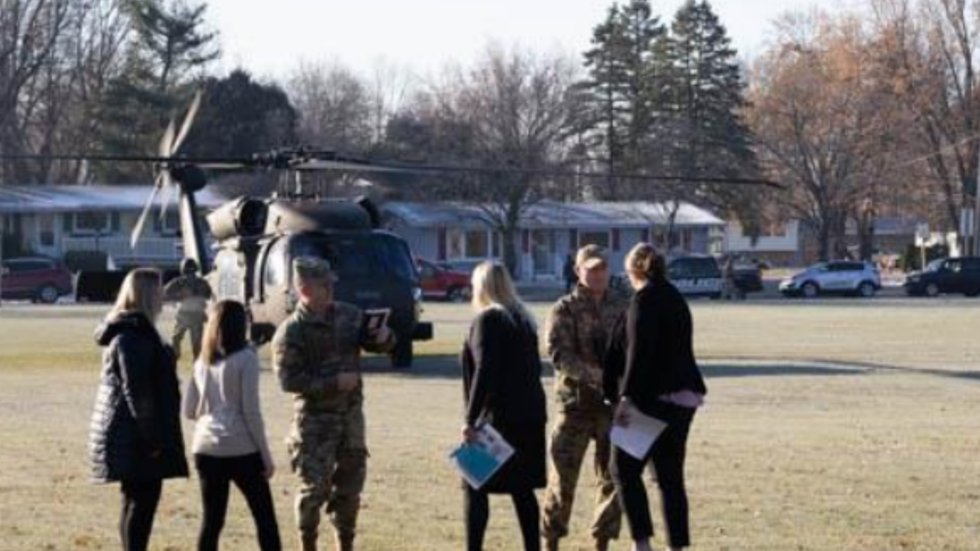 Blackhawk helicopter lands at Chippewa Falls Senior High School