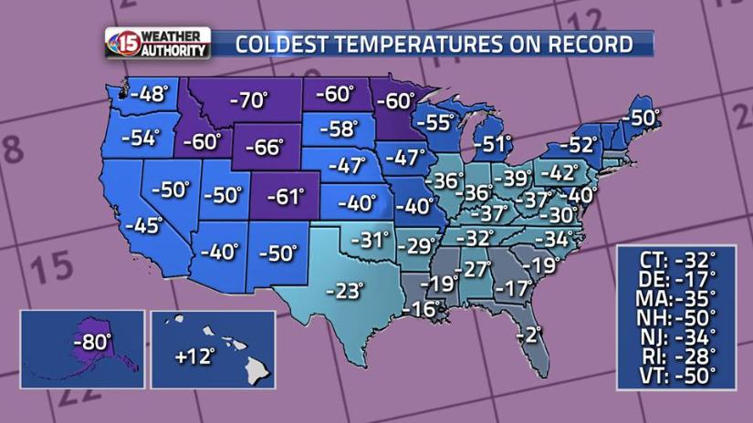 To adapt ethnic announcer The coldest temperatures ever recorded in all 50 states