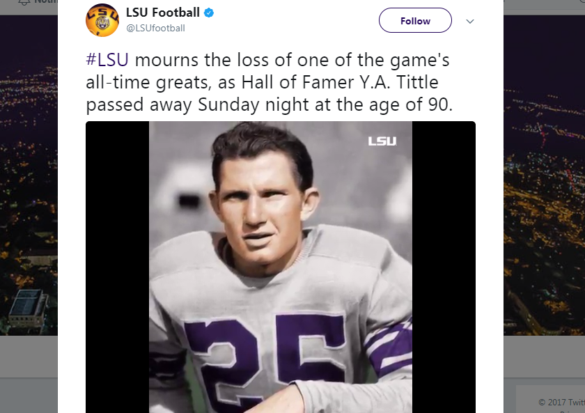 49ers issue statement on passing of Hall of Fame QB Y.A. Tittle - Niners  Nation