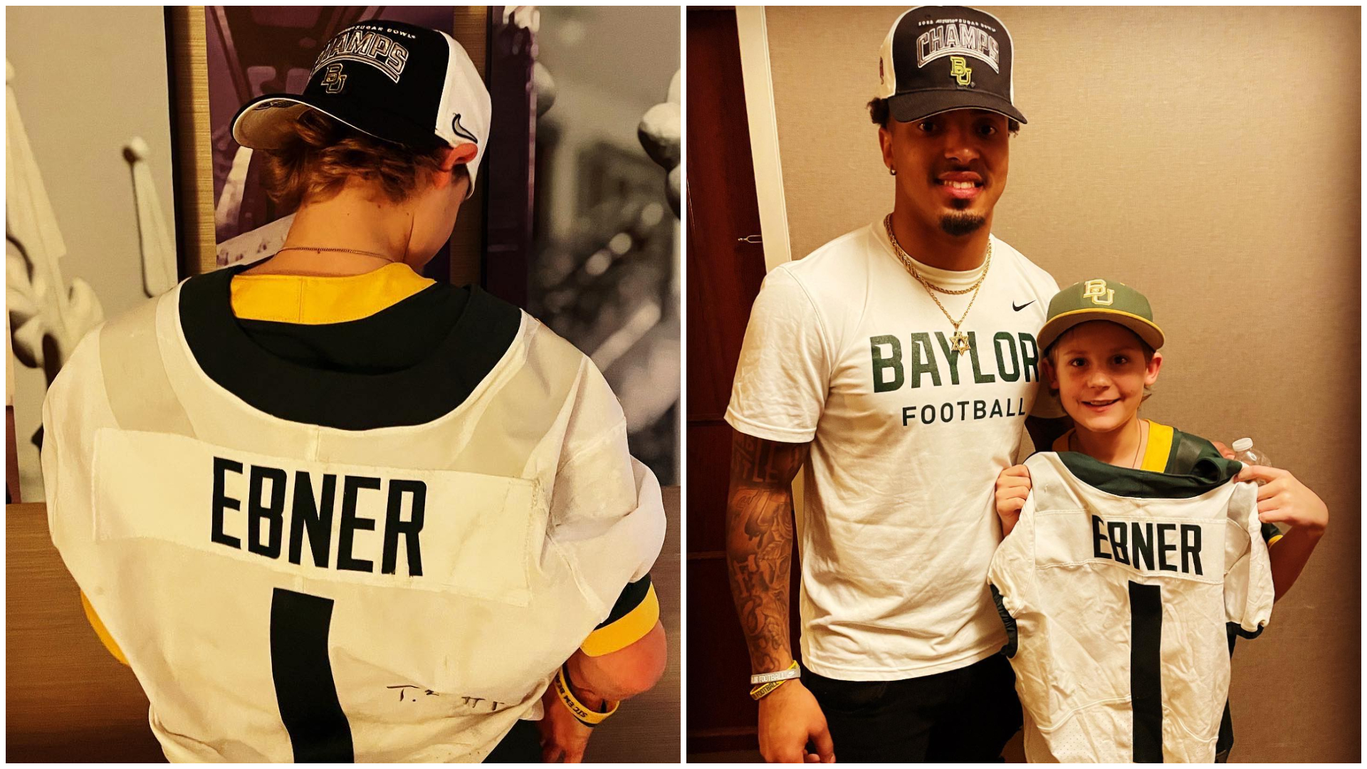 Sweet! Young Baylor fan receives Trestan Ebner's game jersey after