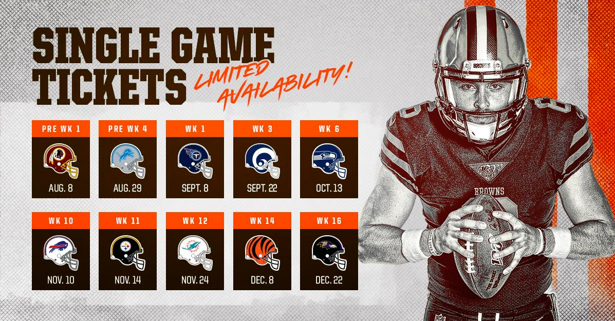 Cleveland Browns single game tickets on sale Monday
