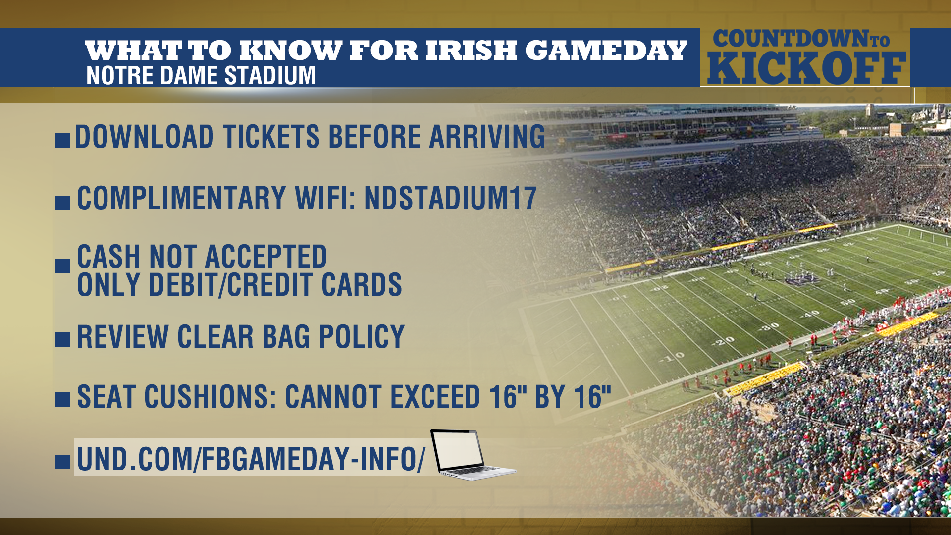 Remember, only clear bags are allowed inside Notre Dame Stadium