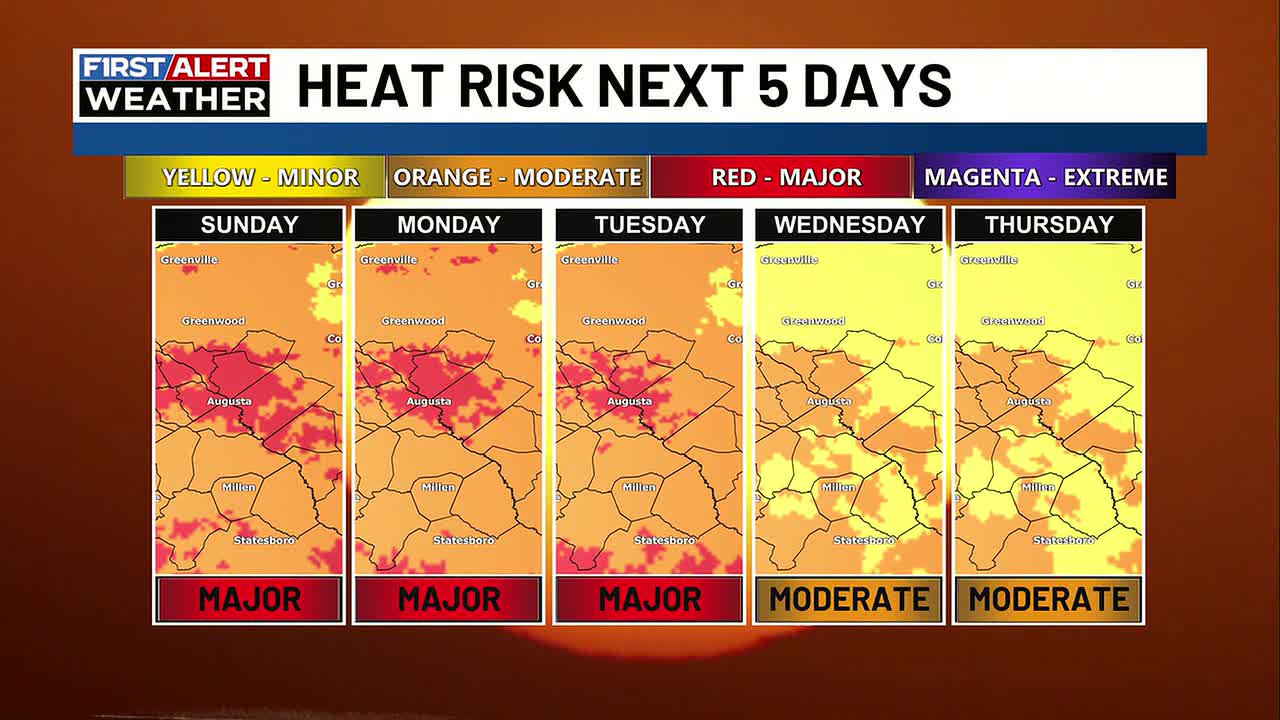 Augusta area included in a Heat Advisory issued Saturday for most