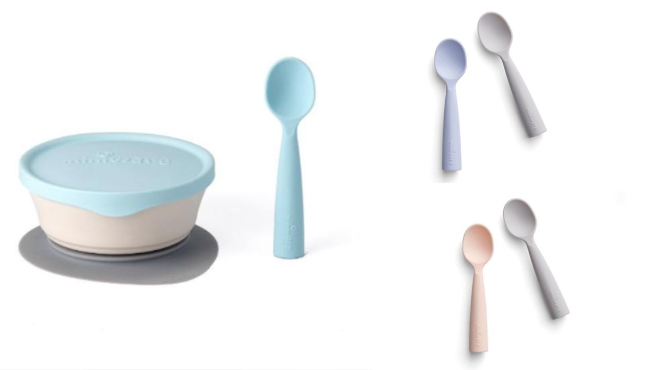 Miniware Silicone Teething Spoon Set - Gray & Lavender