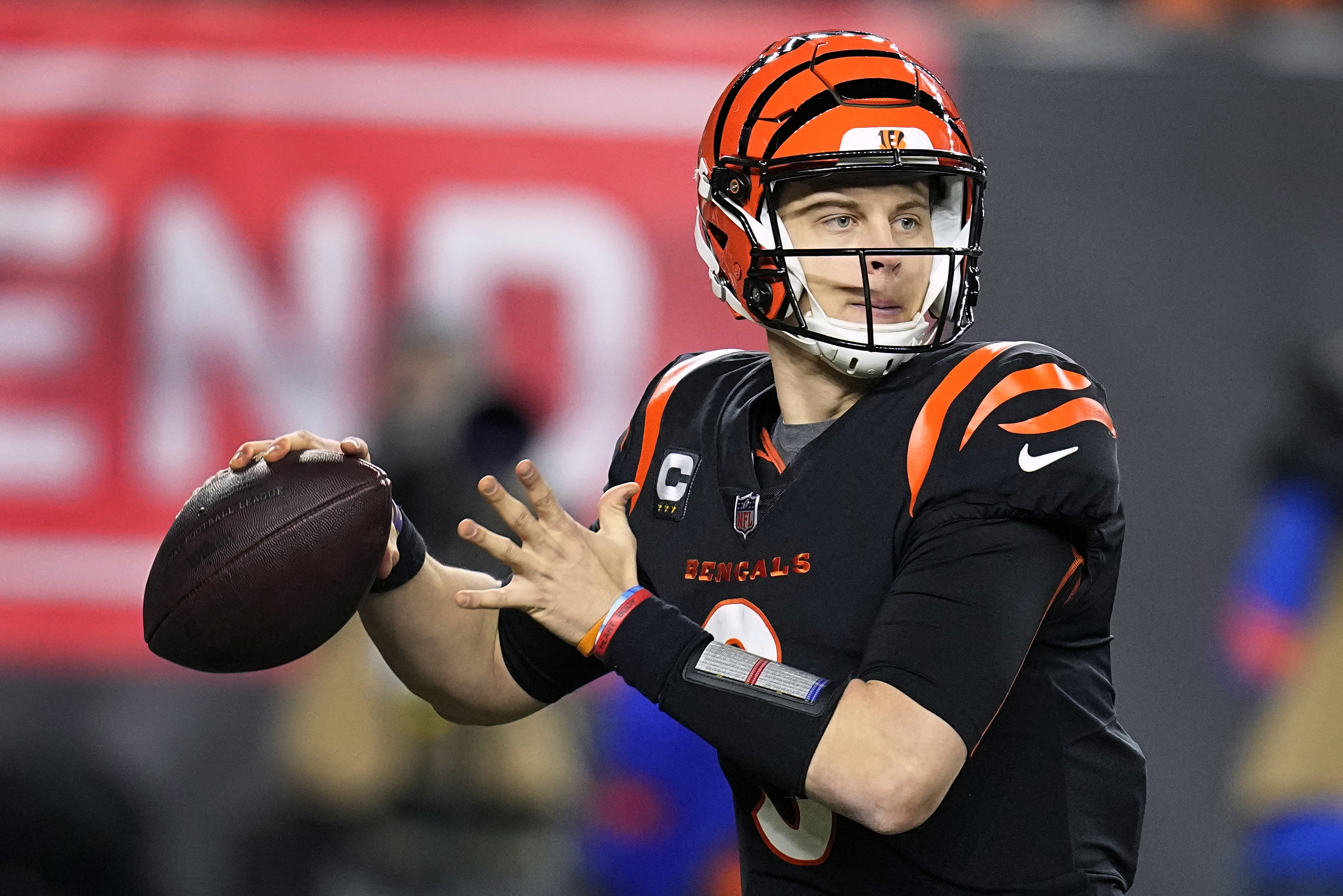 Buffalo Bills quarterback Josh Allen (17) throws the ball in the first half  of an NFL preseason football game against the Pittsburgh Steelers in  Pittsburgh, Saturday, Aug. 19, 2023. (AP Photo/Matt Freed)