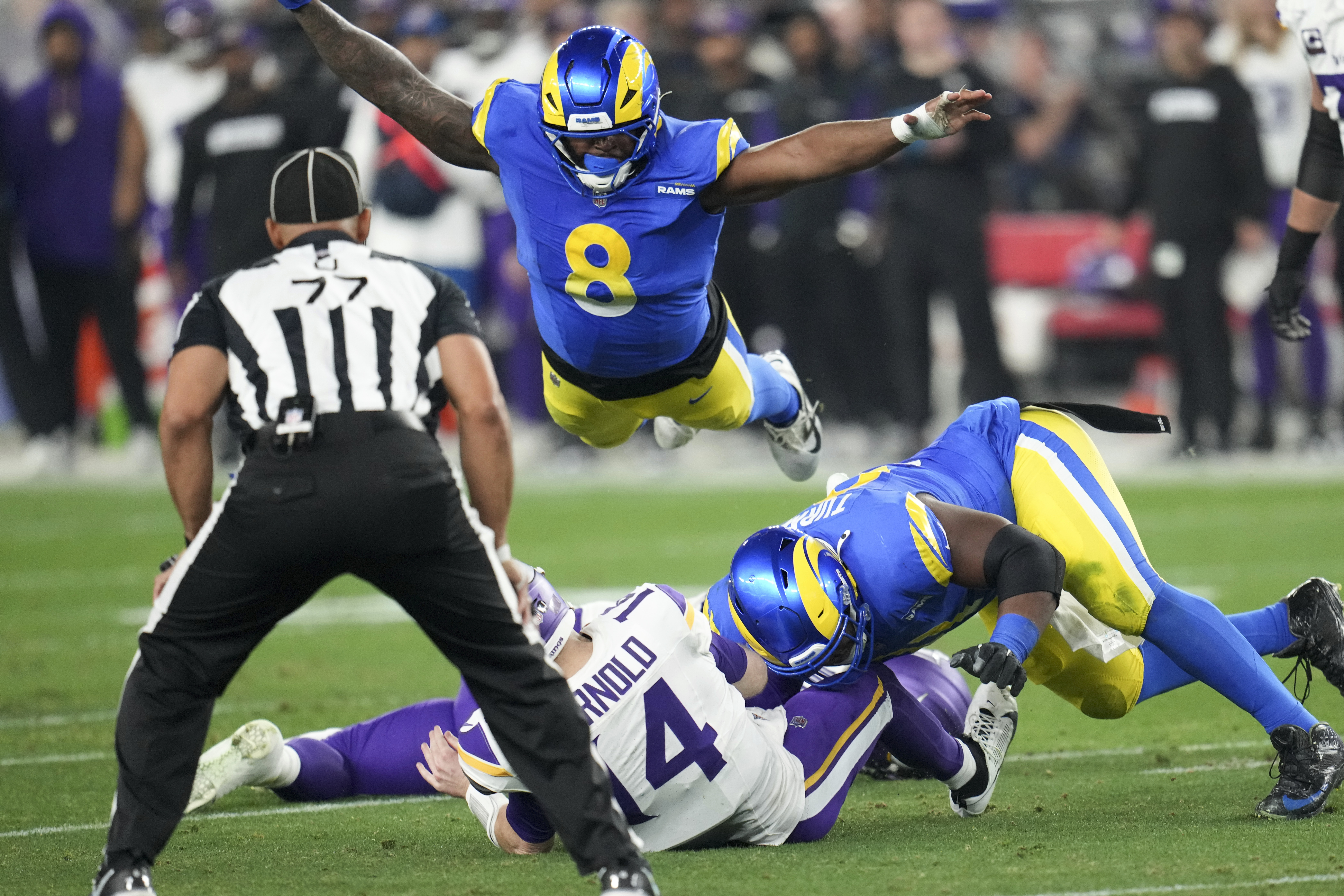 Rams overwhelm Vikings 27-9 in wild-card playoff game moved to
