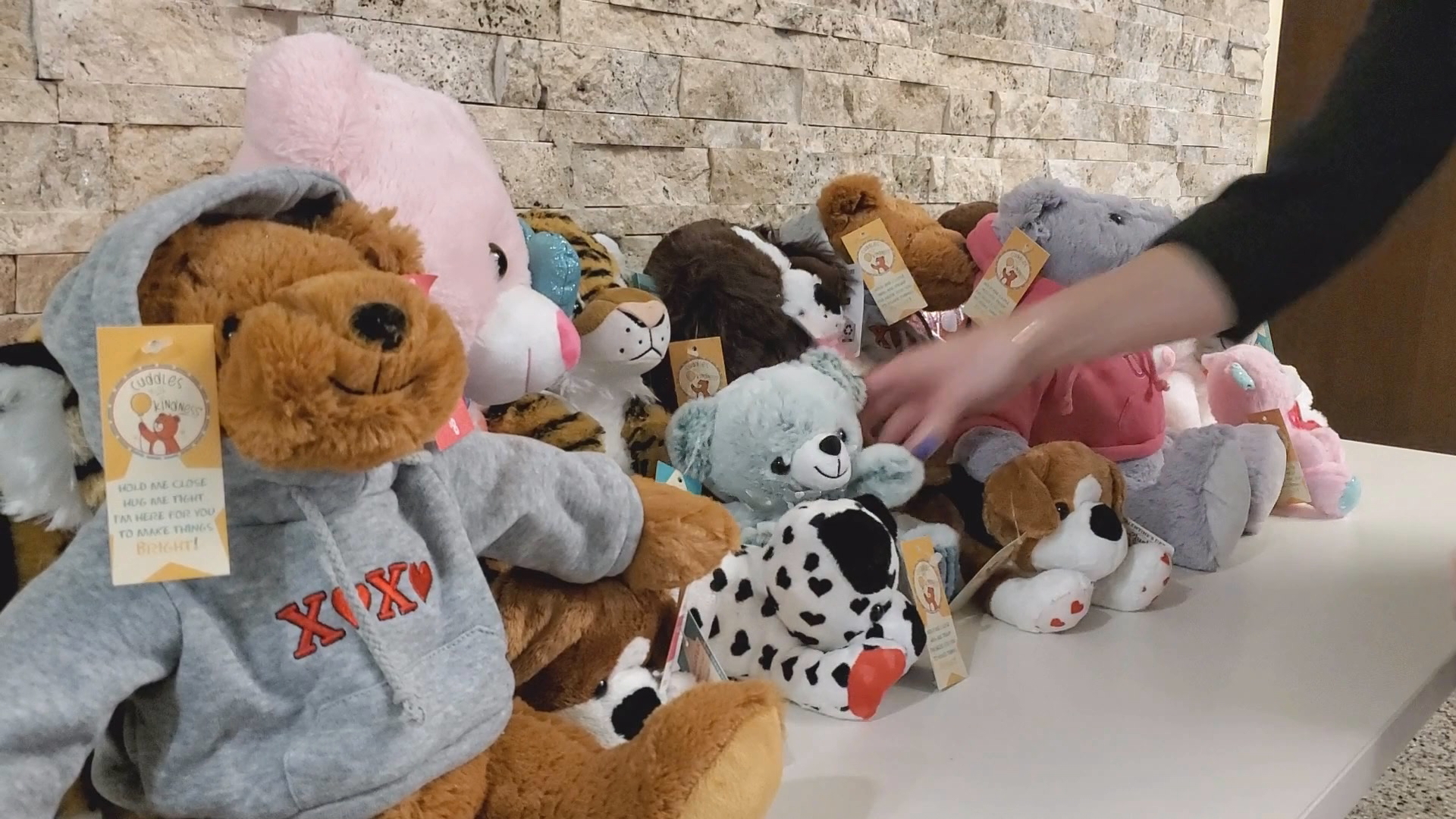 Pats hand out teddy bears to kids at Regina General Hospital